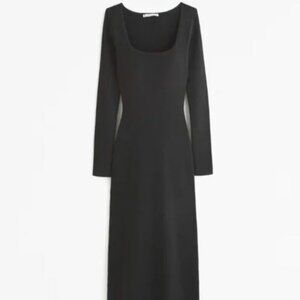 Abercrombie Long-Sleeve Squareneck Maxi Sweater Dress - Black / XS